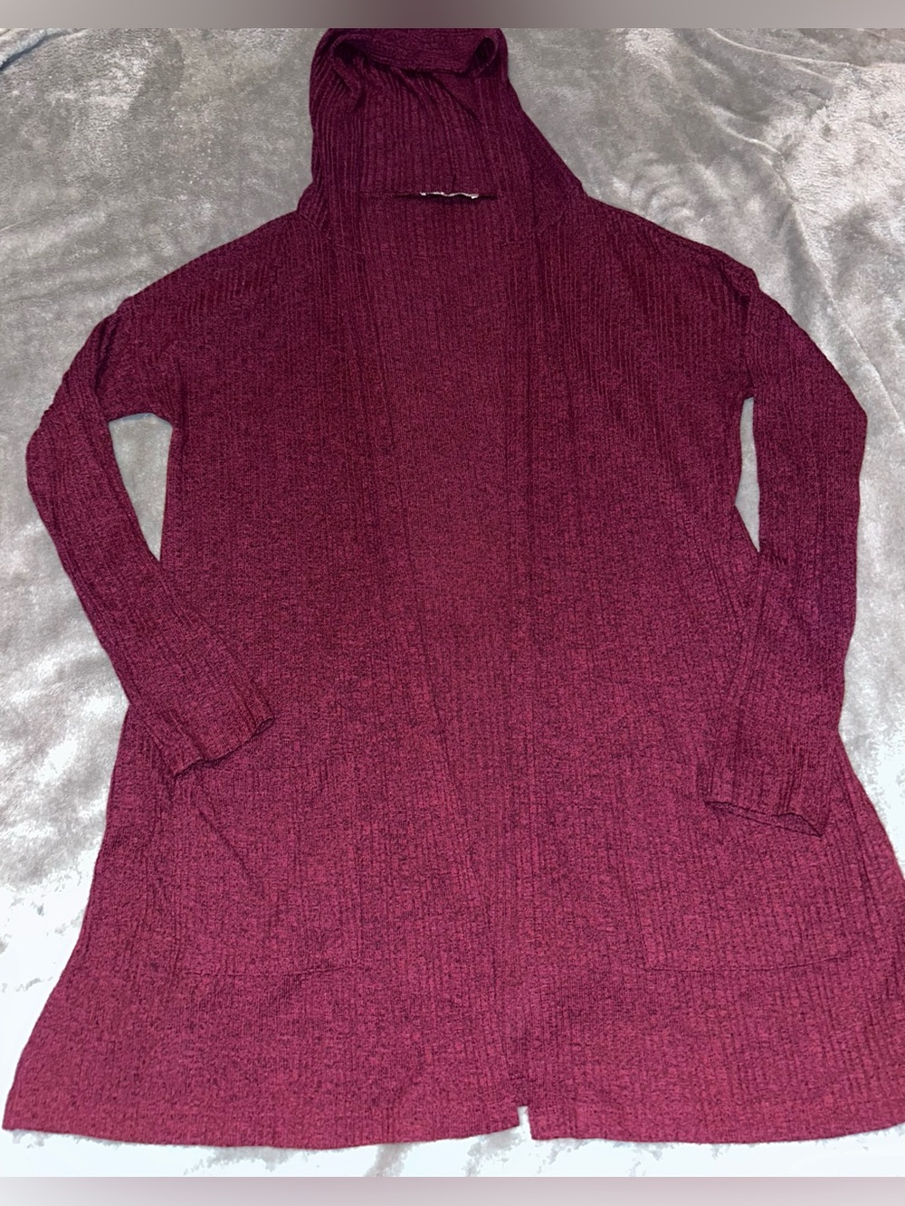 American Eagle Feather-Light Ribbed Hooded Cardigan Size Medium